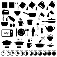 vector set icons cooking manual instructions,