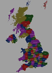 Highly detailed political United Kingdom map