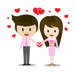 man and woman couple hold hands vector