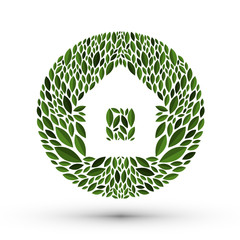 House and nature. Logo, icon, emblem, template