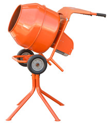 small orange concrete mixer machine