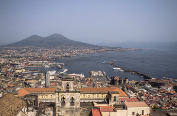 Old city Naples and Vesuvio, Italy