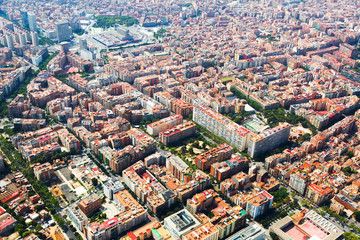 Fototapeta na wymiar Aerial view of Barcelona from helicopter