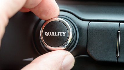 Turning on a Quality button with the word Quality in white lette