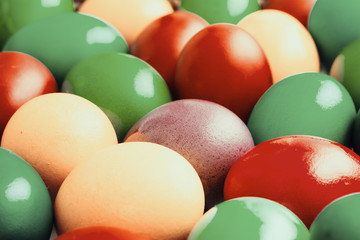 Retro Photo Of Easter Eggs Pile In Basket