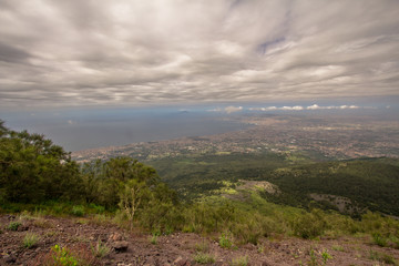View from Vesuvius to Naples and to the sea