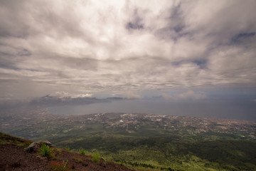 View from Vesuvius to Naples and to the sea