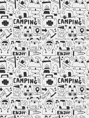 Camping elements doodles hand drawn line icon, eps10