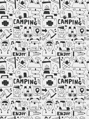 Camping elements doodles hand drawn line icon, eps10
