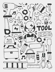 Tools elements doodles hand drawn line icon,eps10
