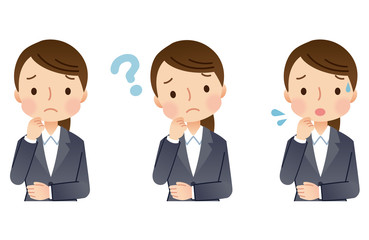 スーツを着た女性　就活　表情セット