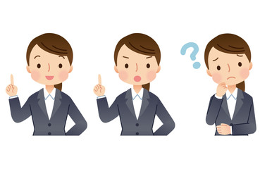 スーツを着た女性　就活　表情セット