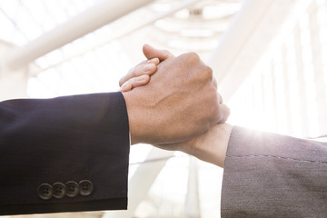 Businessman that formed a hand