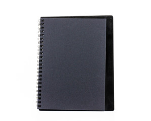 Black paper notebook isolated on white background