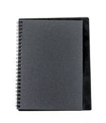 Black paper notebook isolated on white background