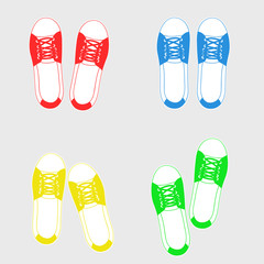A simple image of a pair of sneakers in four colors.
