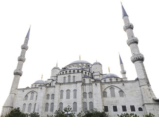 Fototapeta na wymiar Blue mosque and white sky, Istanbul, Turkey