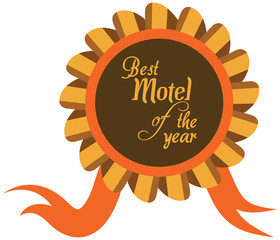 Vector promo label of best motel service award of the year.