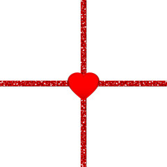 Glitter Ribbon Cross Red Heart