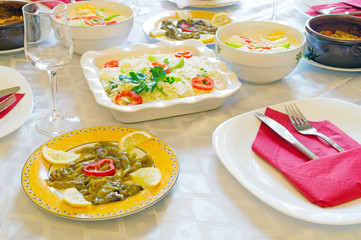 Greek salad with eggs, cheese and vegetables