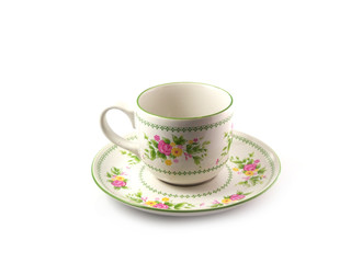 tea cup on white background