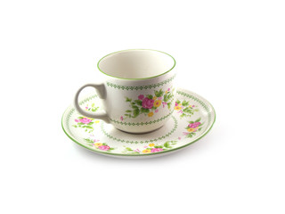 tea cup on white background