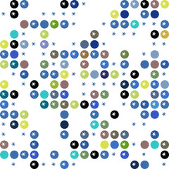 Abstract texture with scattered circles and stars