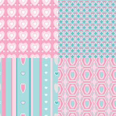 Vector set of 4 Valentine's Day heart pattern 2