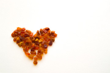 heart of amber card for Valentine's Day isolated on white
