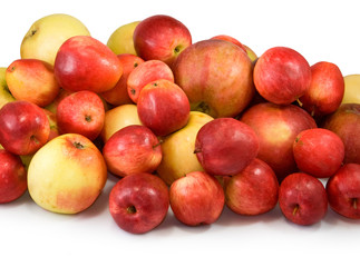 many apples on a white background closeup