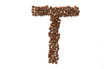 Bustabe T aus Kaffeebohnen