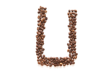 Bustabe U aus Kaffeebohnen