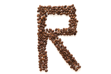 Bustabe R aus Kaffeebohnen