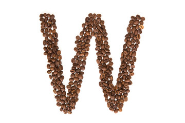 Bustabe W aus Kaffeebohnen
