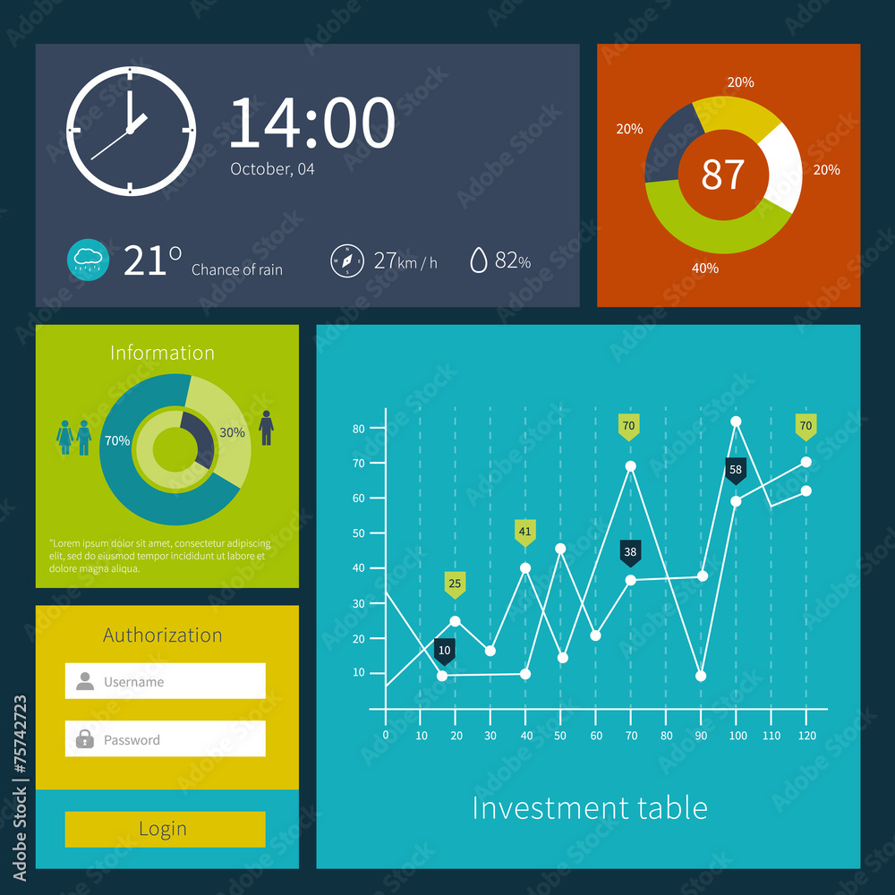 Wall mural modern colorful user interface vector layout in flat design
