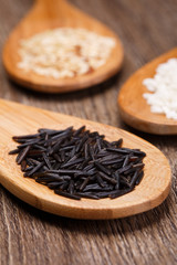 White, wild and brown rice