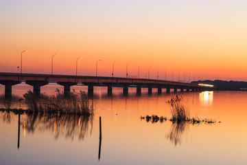 Fototapeta na wymiar Kasumigaura Bridge at sunset, Ibaraki, Japan