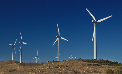 Industrial wind installation. Ecological energy concept