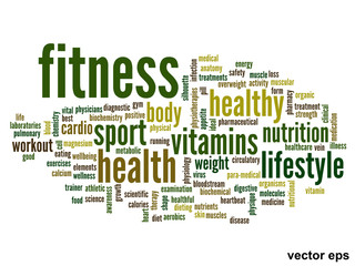 Vector conceptual fitness health word cloud