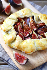 Delicious Galette with figs on a cutting board