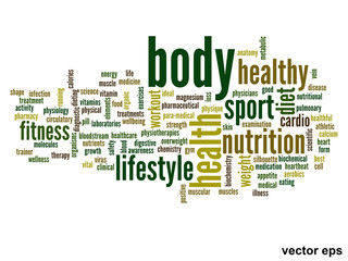 Vector conceptual health word cloud