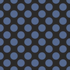 Tile vector pattern with blue polka dots on black background