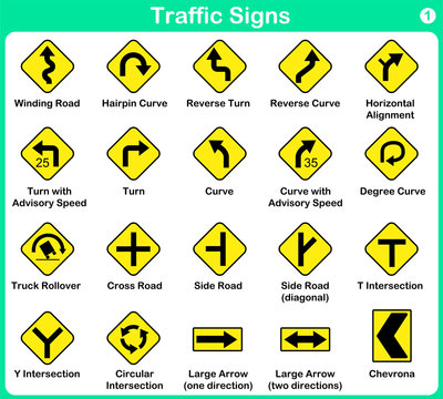 Traffic sign collection - warning road signs