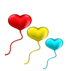 Colourful hearts balloons isolated on white background