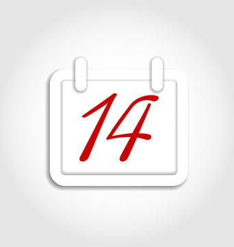 Calendar icon for Valentines day on 14th february