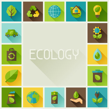 Ecology frame with environment icons.