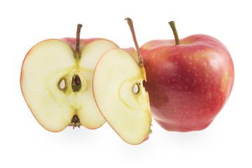Red apples on a white background