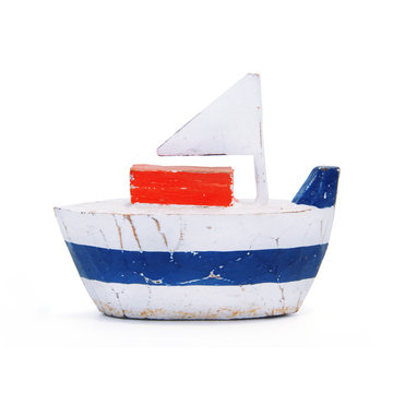 Wooden Boat Isolated White Background,