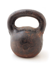 Old rusty Dumbbell on a white background