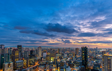Fototapeta premium Sunset over Osaka
